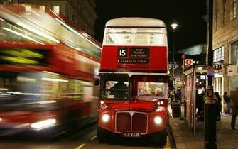 London England Bus Night Lights People Blur Passengers Driver Street