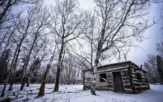 Hunting Cabin In Snow HD Wallpaper