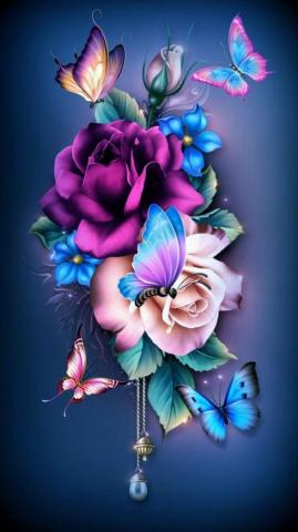 Flowers Butterfly Wallpaper Background Rose Flower