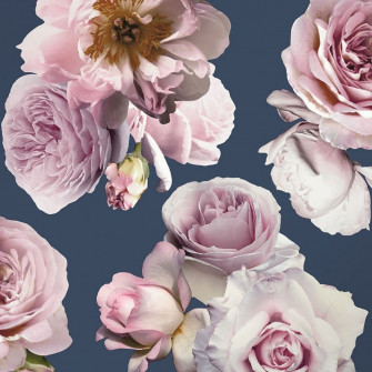 Navy Floral Wallpaper