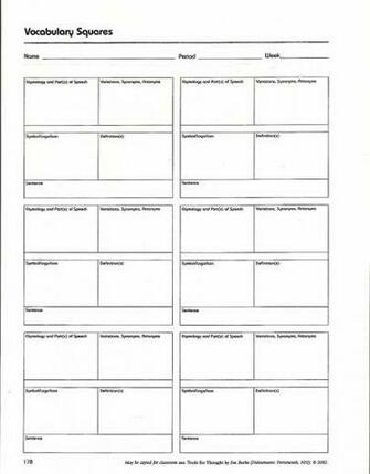 Vocabulary Squares Erickson S English