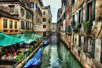 Wallpaper Venice Italy Channel Cafe Desktop