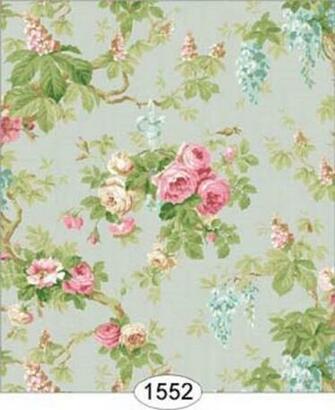 Dollhouse Miniature Wallpaper Wisteria In Dusty Blue