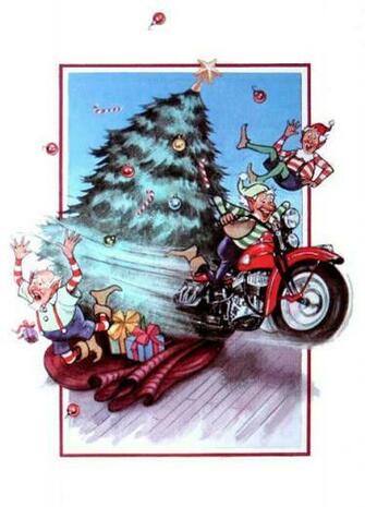 Christmas Biker Greetings Postcards For Xmas And Holidays