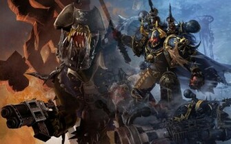 Orks Vs Chaos Marines By Megustadeviantart Fan Art Wallpaper Games