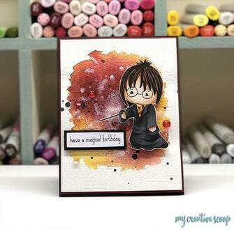 Harry Potter Digi Stamp Watercolor Background Video Tutorial