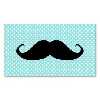 Funny Moustache On Cute Blue Polka Dot Background Business Card