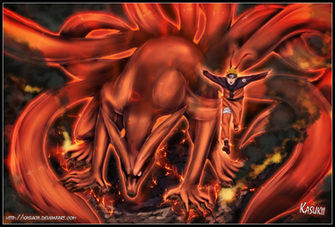Nine Tails And Naruto By Kasukiii