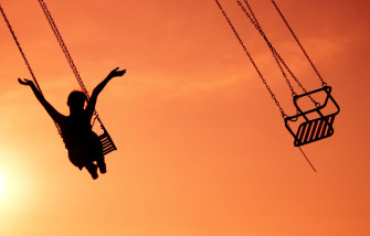 Happy Mood Alone Sunset Woman Swing Rare
