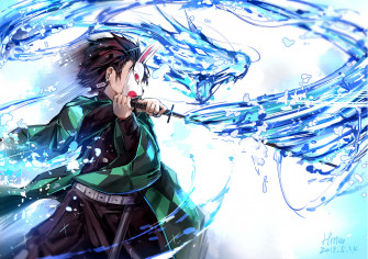 Tanjiro Kamado In Action Wallpaper