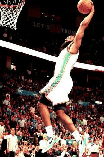 Nba Basketball Beard Athletes Dunk Oklahoma City Thunder James Harden