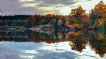 Nature Landscape Lake Forest Fall Sunset Water Calm