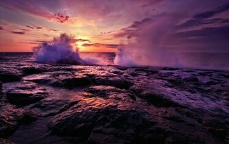 Ocean Waves Sunset Wallpaper