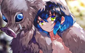 Wallpaper Inosuke Hashibira Monster Demon Hunter Boy