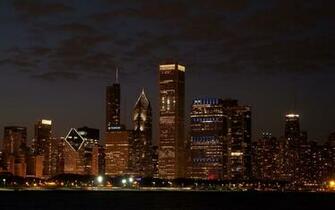 Chicago Skyline At Night Design Ideas Wallpaper