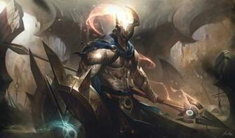 New Pantheon Lol Amazing Artwork By Alex Flores Wallpaper