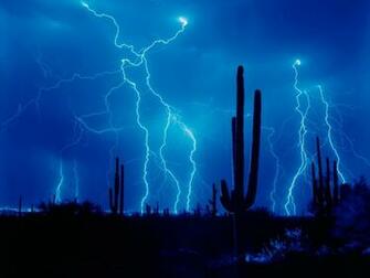 Lightning And Cactus Desktop Pc Mac Wallpaper
