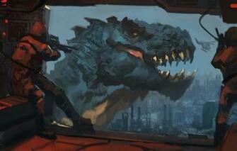 Wallpaper Fantasy Art Godzilla People Weapons
