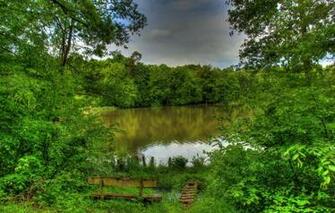 Wallpaper Bench Nature River HDr Germany Hungen Hessen
