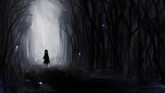Creepy Dark Forest Evil Smiles Anime Drawn Wallpaper