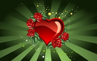Groene Lijnen En Een Rood Liefdes Hart HD Liefde Wallpaper