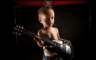 Cute Baby Little Rock With Gitar HD Wallpaper