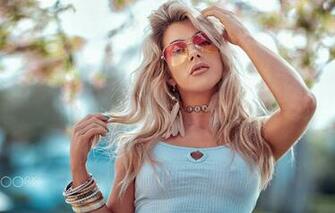 Wallpaper Woman Model Look Blonde Top Posing Sunglasses