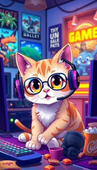Anime Cat Gamer Wallpaper