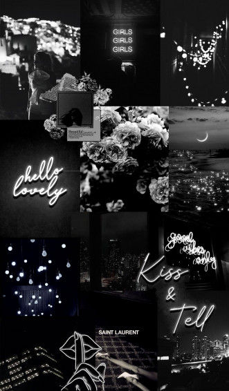 Black Collage Wallpaper Neon Valentine