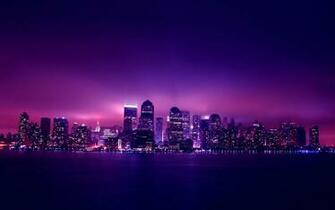 Purple New York City Skyline Wallpaper HD Background