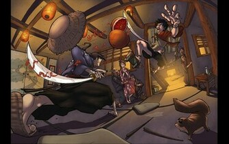 Champloo Samurai Orange Katana Fight Jin Mugen