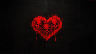 Skull Heart Art Dark Red Wallpaper