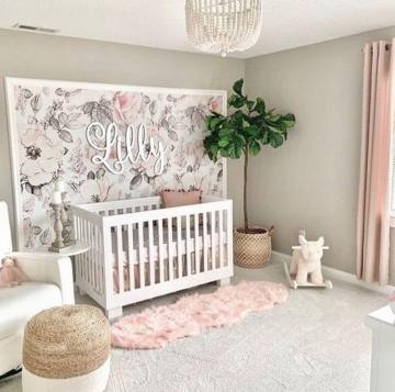 Snowy Rose Wallpaper For Baby Room Kids Floral