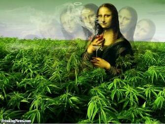 Funny Weed Cartoon Wallpaper Mona Lisa In Marijuana Field