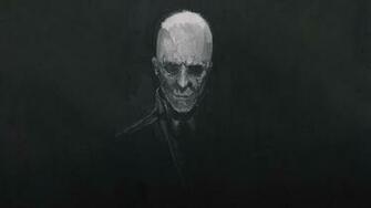 Man In Black Portrait Painting Monochrome Bald Clothing