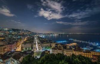 Wallpaper Night The City Boats Napoli Image For Desktop