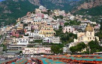 Positano Salerno Italy House Mountain Slope Wallpaper Photos