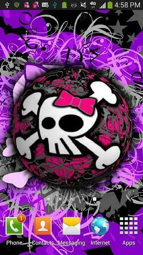 Bigger 3d Pink Girly Skull Lwp For Android Screenshot