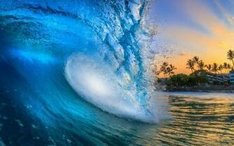 Nature Landscape Sunrise Waves Beach Hawaii Building Palm