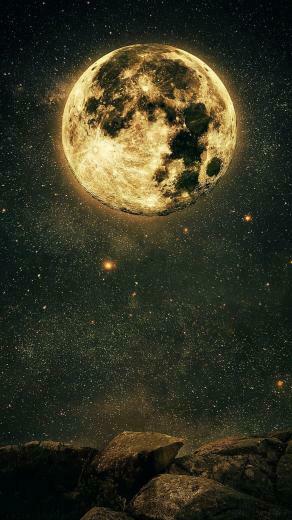 Full Moon And Starry Night Wallpaper In