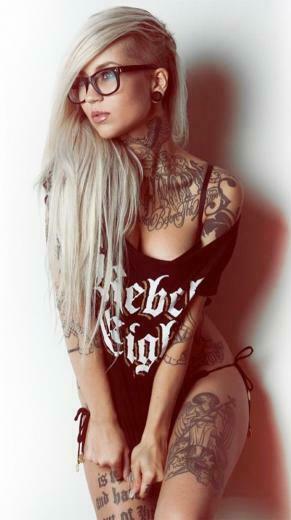 Tattoo Girl With Specs iPhone Wallpaper