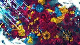 Blue Abstract Black White Yellow Pink Composition Spray