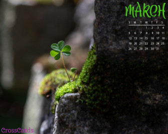 March Clover Desktop Calendar Wallpaper