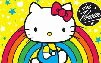 Hello Kitty Wallpaper With Rainbow And Yellow Background HD