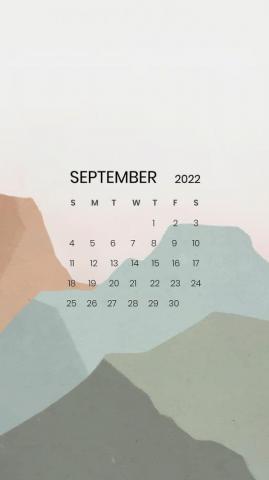 Vector Of Mountain September Monthly Calendar iPhone
