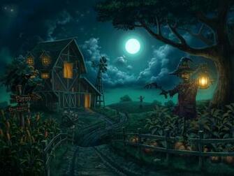 Autumn Halloween Wallpaper Moon Corn