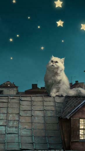 HD Cat Fantasy Sky White House Mobile Phone Wallpaper