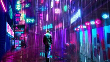 Wallpaper 4k Neon Rainy Lights Cyberpunk