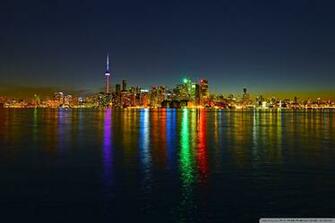 Toronto Skyline At Night HD Desktop Wallpaper Widescreen High