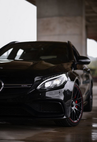 Mercedes Benz C63s Amg Car Black Front In